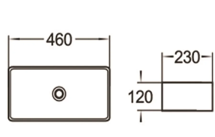 Раковина SantiLine 46 см прямоугольная SL-1100 (детальная фотография), современные, hi-tech