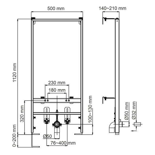 Инсталляция для биде WasserKRAFT Aller без бачка 10BDT.020 (детальная фотография), для биде