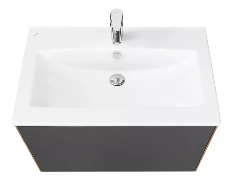 Тумба под раковину подвесная Акватон Сохо 75 см дуб веллингтон/графит софт 1A258101AJA00 (детальная фотография), современная, hi-tech