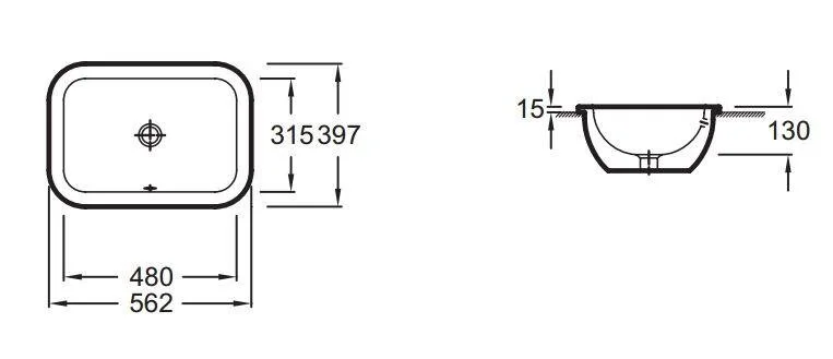 Раковина Jacob Delafon Vox 56 см встраиваемая EYB102-00 (детальная фотография), современные, hi-tech