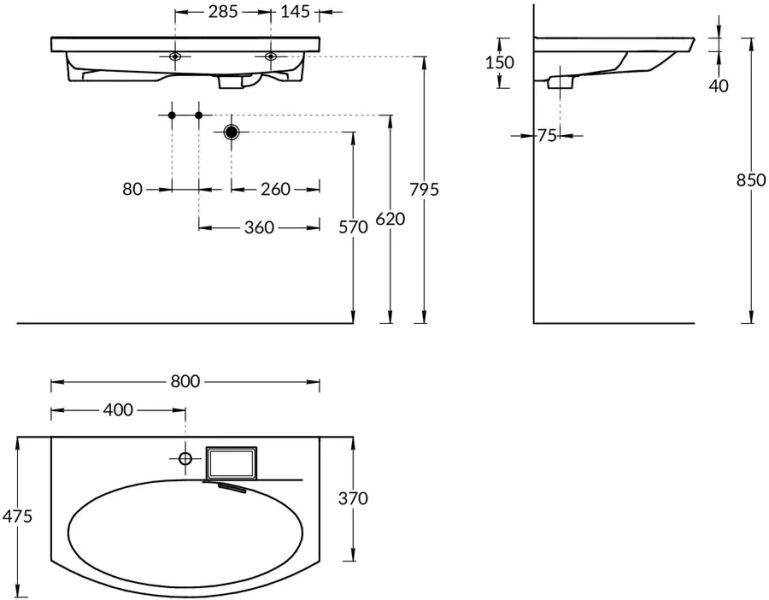 Раковина мебельная Kerama Marazzi Riva 80 см белая RV.wb.80 (детальная фотография), в наличии
