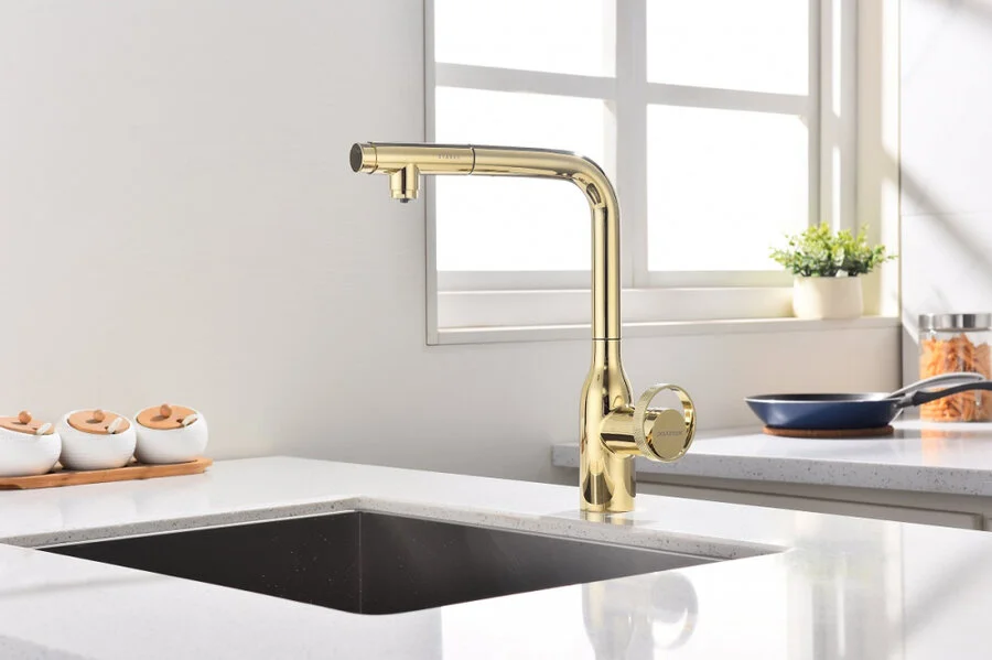 Смеситель для кухни Paulmark Urban золото Ur213104-G (детальная фотография), золото