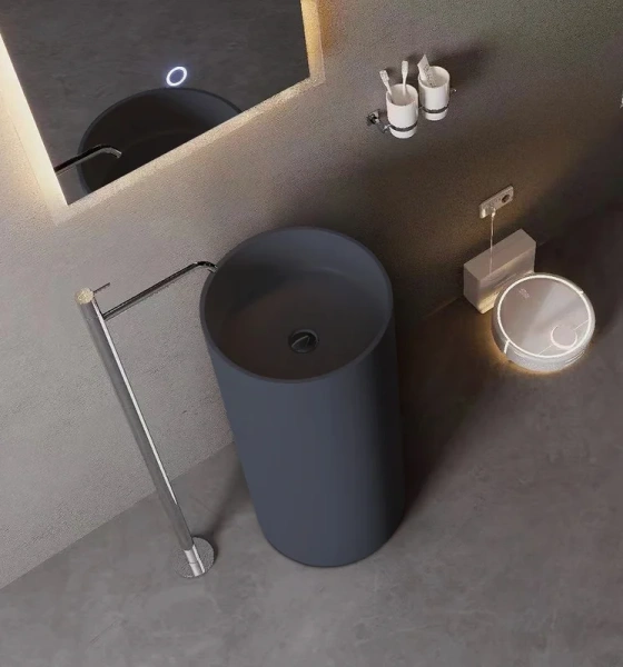 Раковина напольная SantiLine 45 см серая матовая SL-4014MG (детальная фотография), современные, hi-tech