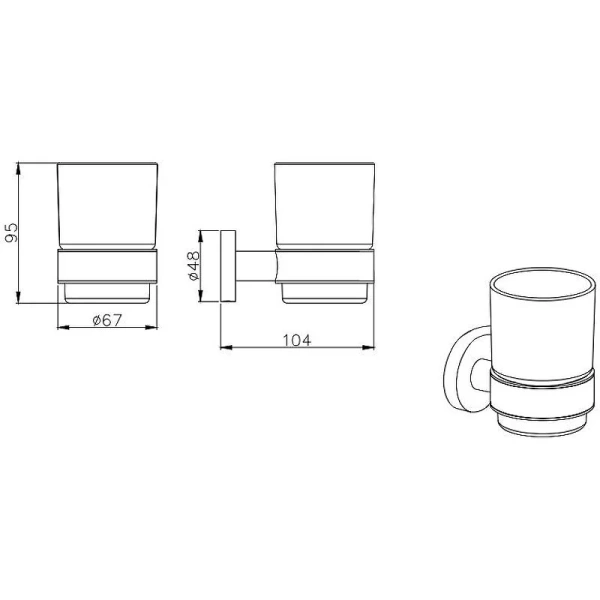 Стакан для ванной Акватек Вега черный AQ4004MB (детальная фотография), современные, hi-tech