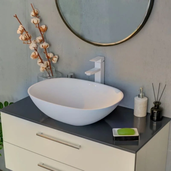 Раковина Montebianco Loreto Cinque 55 см белая матовая 12023 (детальная фотография), нет в наличии