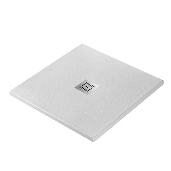 Душевой поддон BelBagno Uno 90х90 см белый, накладка хром TRAY-MR-UNO-A-90-35-W-CR (детальная фотография), 90х90 см