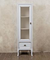 Шкаф-пенал для ванной, цвет белый с патиной матовый, фурнитура бронза, петли слева, La Beaute Vivien