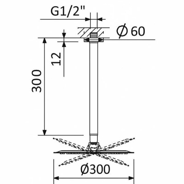 Верхний душ Cezares черный матовый CZR-B-TDDR-30/30-NOP (детальная фотография), верхние души