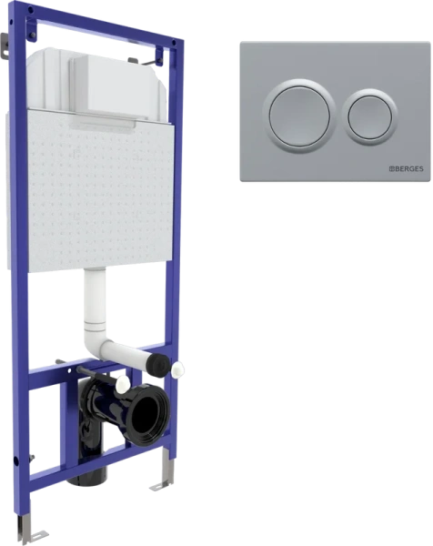 Инсталляция для унитаза BERGES Novum кнопка матовый хром 040262 (детальная фотография), с кнопкой