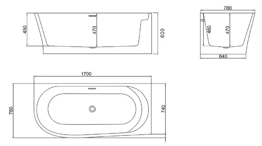Ванна акриловая BelBagno 170х78 см монтаж в правый угол BB410-1700-780-R (детальная фотография), асимметричные