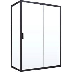 Душевой уголок профиль черный матовый стекло прозрачное Vegas-glass