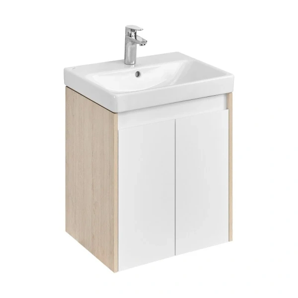 Тумба под раковину Aquaton Сканди 55 см белый глянцевый/дуб верона 1A278801SDB20 (детальная фотография)
