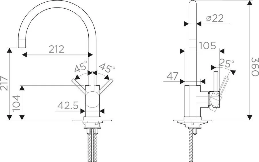 Смеситель для кухни Omoikiri Wakayama 49942 с поворотным изливом (детальная фотография), для кухни