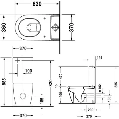 Унитаз под бачок Duravit Starck 2 2145090000 (детальная фотография), унитаз-компакт
