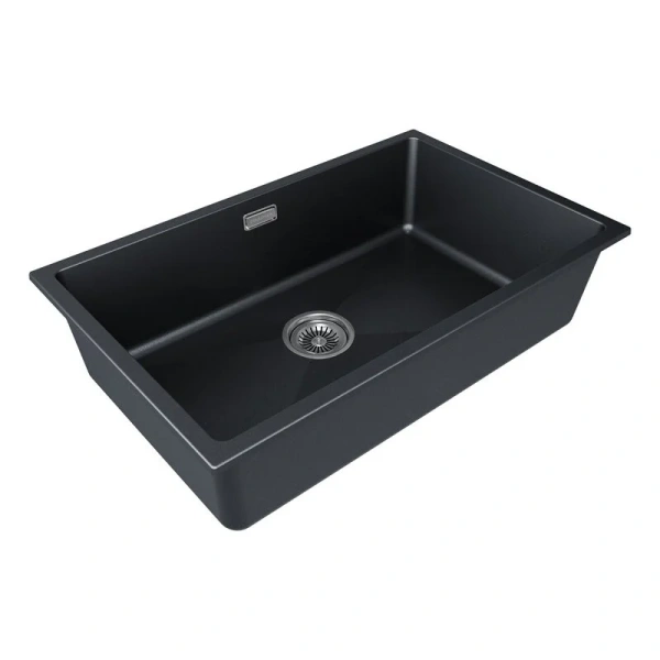 Мойка для кухни Paulmark Lumi 74 см черный металлик LU74-BLM (детальная фотография), из искусственного гранита