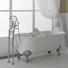 Ванна чугунная без отверстий под смеситель, ножки Eagle, цвет полированный алюминий, Devon&Devon Draycott