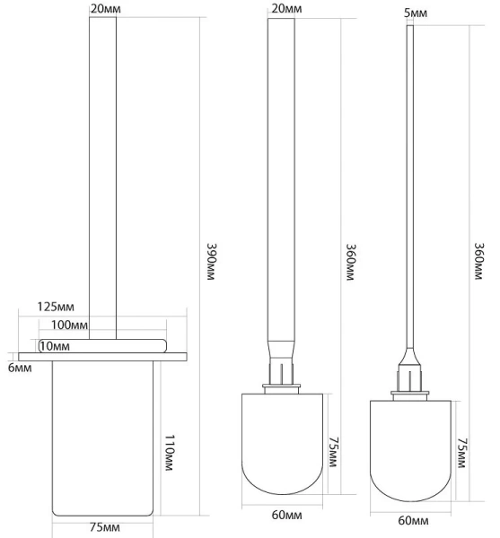 Ершик Black&White Swan хром 8025SN0 (детальная фотография), современные, hi-tech