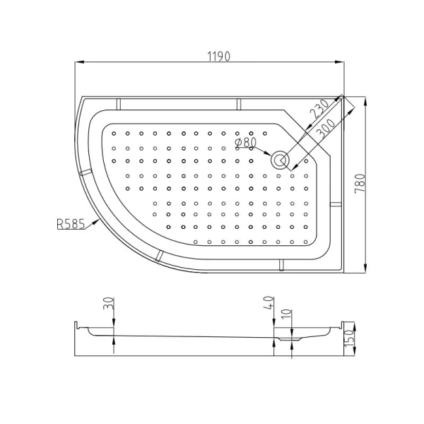 Душевая кабина Deto L 120x80 см правосторонняя L902RGM+EL (детальная фотография), с раздвижными дверьми