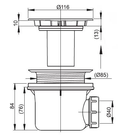 Сифон для поддона Alcaplast хромированный A49CR (детальная фотография), в наличии