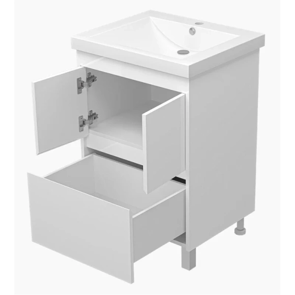 Тумба с раковиной напольная Misty Алиса 60 см МДФ (детальная фотография), моноблок