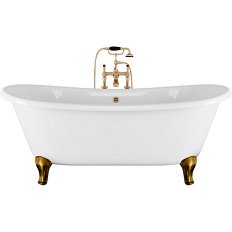 Ванна чугунная Devon & Devon Admiral 182х81 см без отверстий под смеситель, ножки латунь полированная
