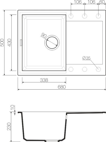 Мойка для кухни Omoikiri Sakaime 68-PL 68 см платина 4993193 (детальная фотография), врезные