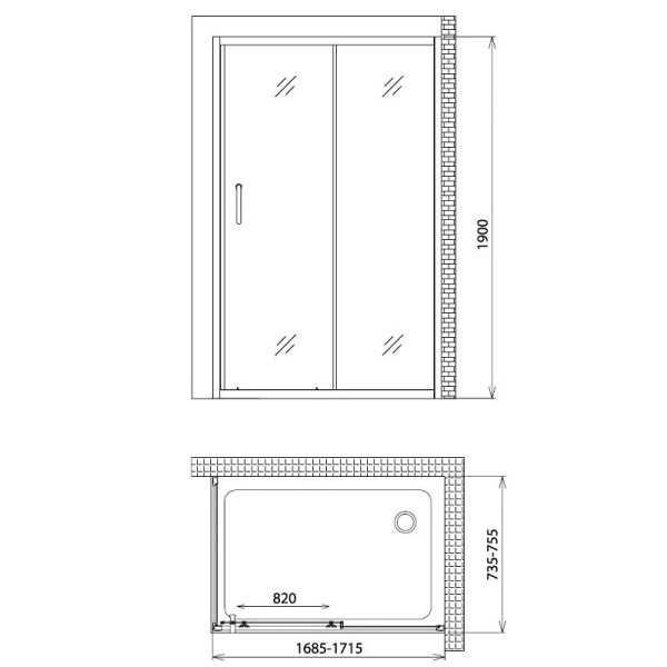 Душевой уголок Gemy Victoria 170 S30191G-A75 (детальная фотография), прямоугольные