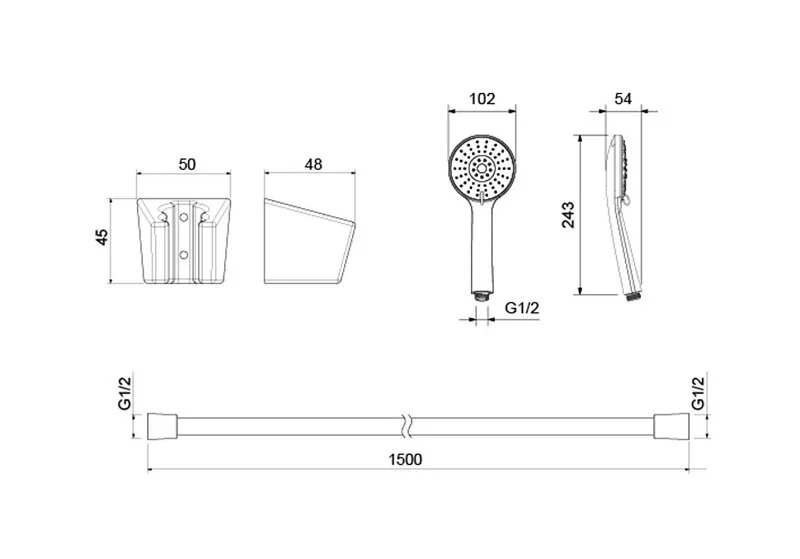 Душевой комплект Акватек Бетта оружейная сталь AQ2032BGM (детальная фотография), душевые комплекты, наборы