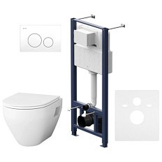 Унитаз с инсталляцией Am.Pm Spirit V2.0 с сиденьем микролифт и белой клавишей