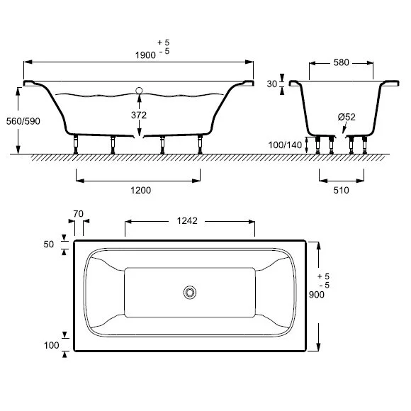 Ванна из искусственного камня Flight Jacob Delafon Elite 190х90 см белая E6D033RU-00 (детальная фотография), искусственный камень