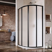 Душевой уголок Ravak Supernova 90x90 см профиль черный, стекло матовое