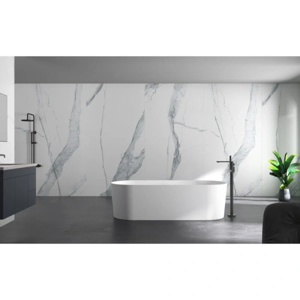 Ванна из искусственного камня Abber Stein 180x75 см белая матовая AS9614 (детальная фотография), современныe, hi-tech