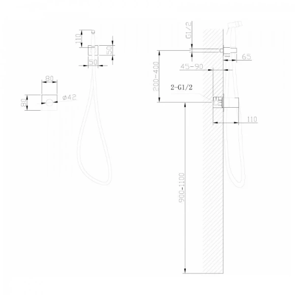Гигиенический душ со смесителем Abber Rund золото матовое AF8725G (детальная фотография), для туалета
