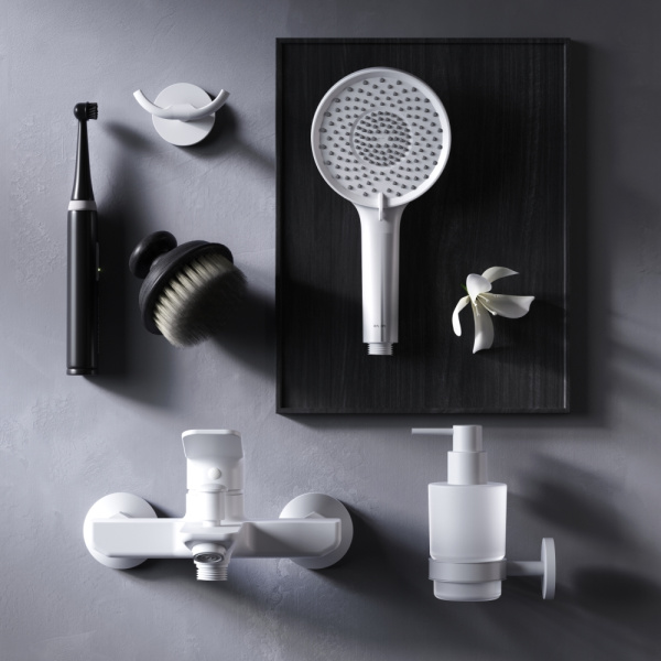 Смеситель для ванны Am.Pm X-Joy белый F85A10033 (детальная фотография), с 2 монтажными отверстиями