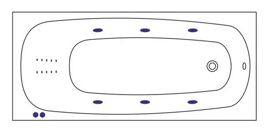 Ванна гидромассажная Whitecross Layla 170 x 75 см, LINE NANO, хром, белый, 0102.170075.100.LINENANO.CR (детальная фотография), современныe, hi-tech
