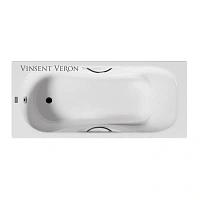Чугунная ванна Vinsent Veron Aura VAU1808045H/VH0015CH, 180 x 80 см, ручки хром, цвет белый
