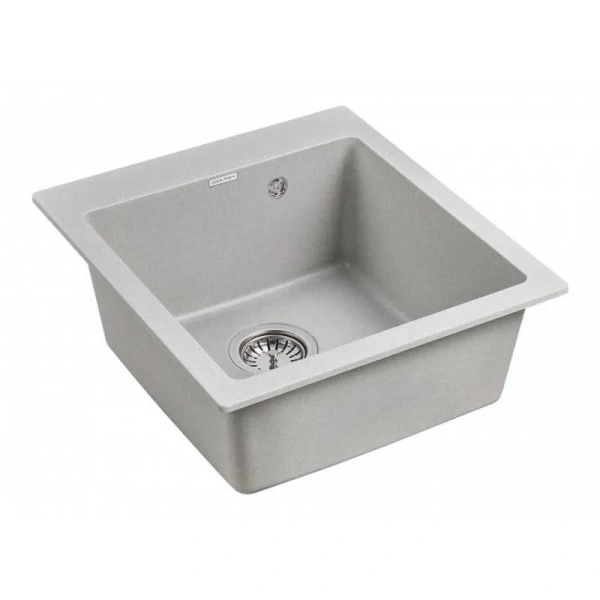 Мойка для кухни Paulmark Zemar 46 см серая PM104651-GR (детальная фотография), кварц