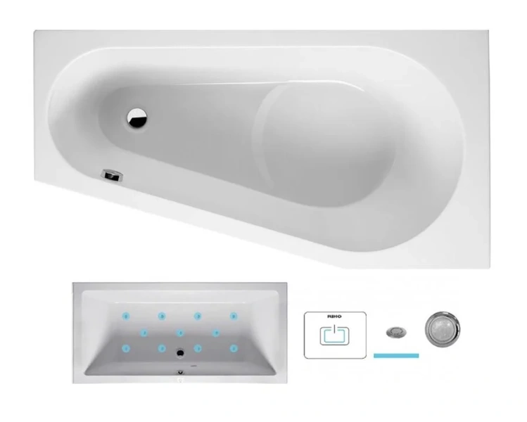 Ванна гидромассажная Riho Delta 160 х 80 см, AIR, левая/правая BB8300500000000_AIR (детальная фотография)