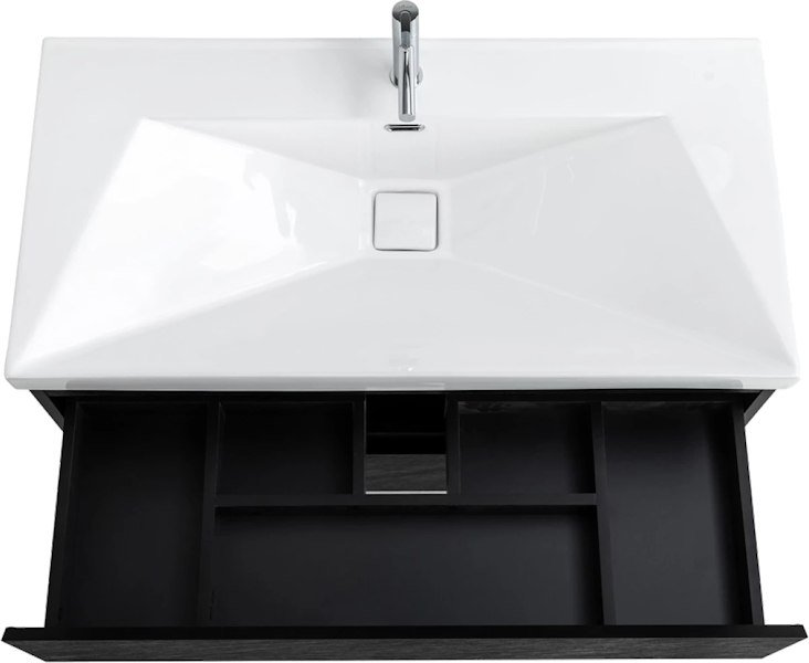 Тумба под раковину подвесная Cezares Molveno 100 см черная MOLVENO-100-2C-SO-NR (детальная фотография), комплект (набор)