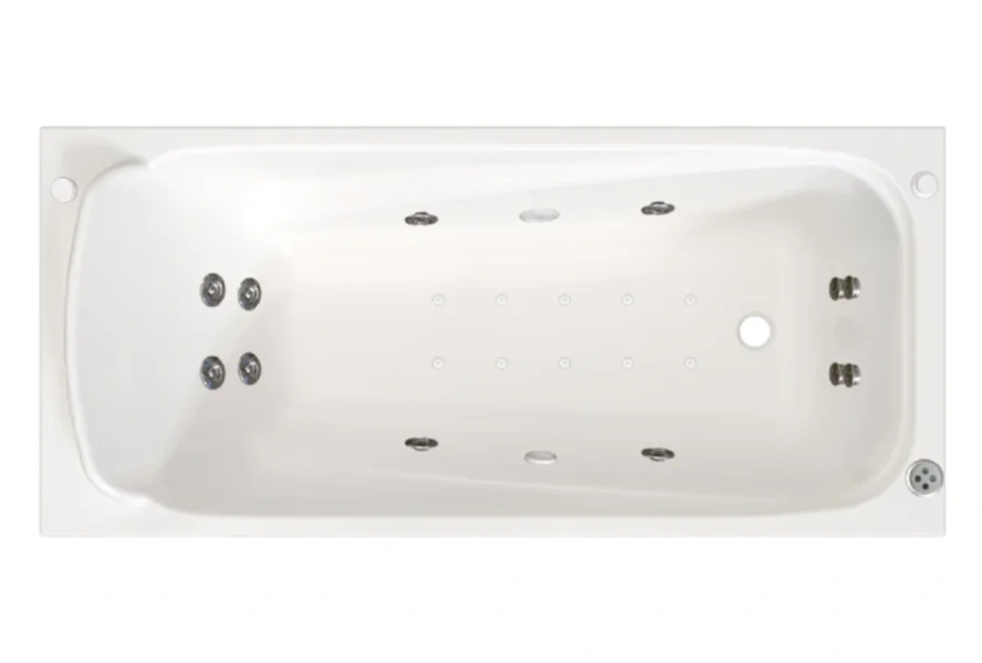 Гидромассажная ванна Радомир Роза 2-81-2-0-9-208Р, 169 x 77 см, рама-подставка разборная, фронтальный экран скандинавского вида, сифон, слив-перелив автомат, гидромассаж Терапия хром КУ 200, белая (детальная фотография)