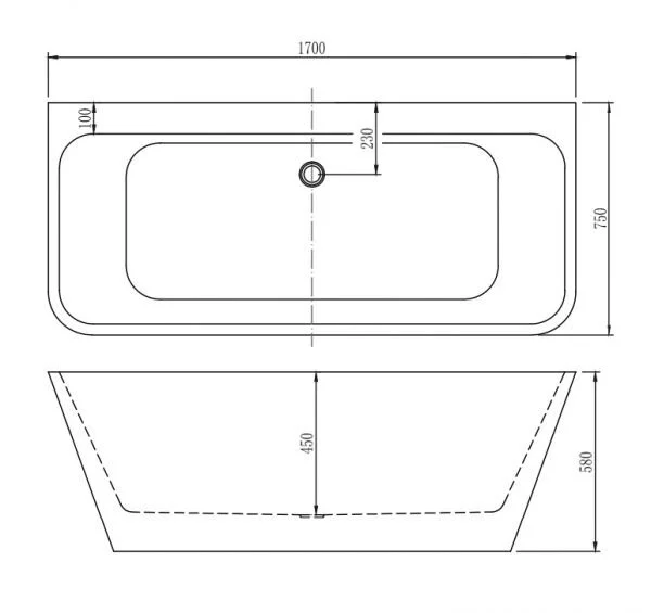 Ванна акриловая Aquanet Family Perfect 170 x 75 см, белый глянцевый, 260050 13775-GW (детальная фотография), прямоугольные