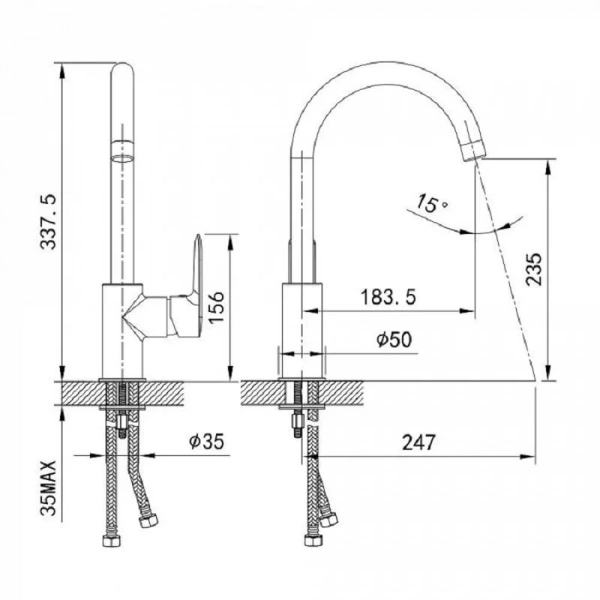 Смеситель для кухни IDDIS Cuba состаренная медь CU3MBJ0i05 (детальная фотография), современные, hi-tech