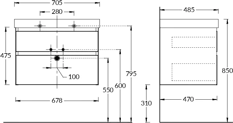 Тумба под раковину подвесная Kerama Marazzi Cubo 70 см лимо CUB.70.2\LIM (детальная фотография), подвесная, пристенная