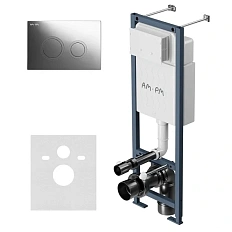 Инсталляция для унитаза Am.Pm ErgoFit клавиша глянцевый хром, кнопки круглые