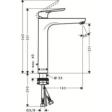 Смеситель для раковины Hansgrohe Logis E высокий 71162000 (детальная фотография), для раковины