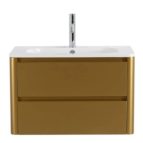 Тумба под раковину подвесная Cezares Relax 80 см брашированное золото - фото 1