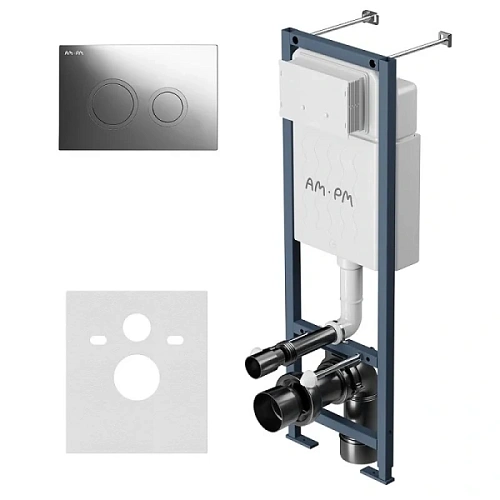 Инсталляция для унитаза Am.Pm ErgoFit клавиша глянцевый хром, кнопки круглые - фото 1