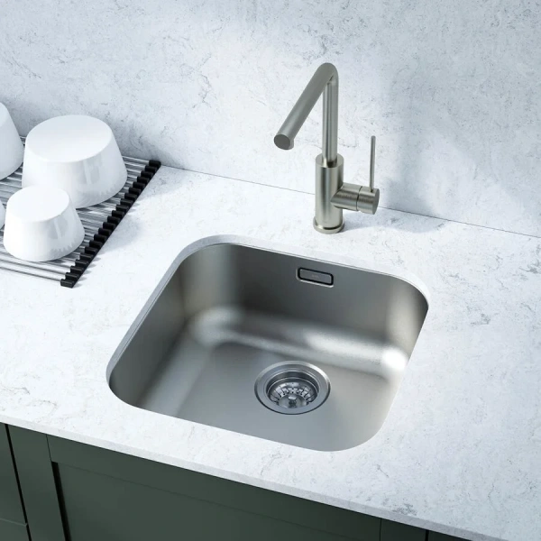 Мойка для кухни IDDIS Mate 45 см из нержавеющей стали сатин MAT44S0i77 (детальная фотография), из нержавеющей стали, стальные, металлические