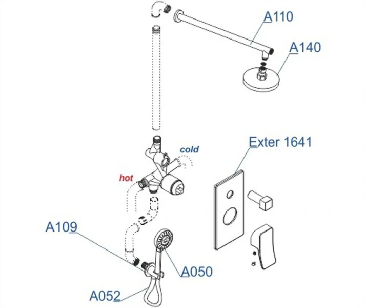 Душевой комплект WasserKRAFT Exter светлая бронза A16040 (детальная фотография), душевые комплекты, наборы