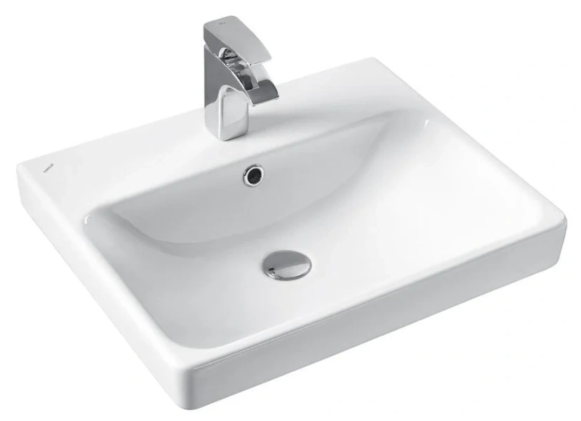 Тумба с раковиной подвесная Акватон Сканди 55 см белая/дуб верона 1A2517K0SDB20 (детальная фотография), моноблок